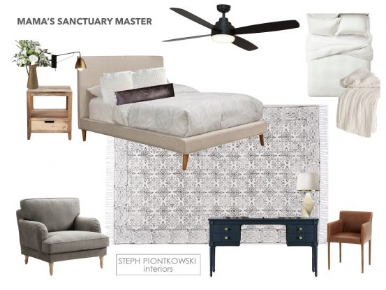 Steph Piontkowski Interiors | Mama's Sanctuary Master Bedroom